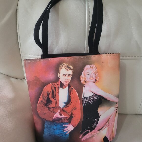 James Dean & Marilyn Monroe Vintage Canvas Tote Bag - Pop Art Style - Picture 4 of 16